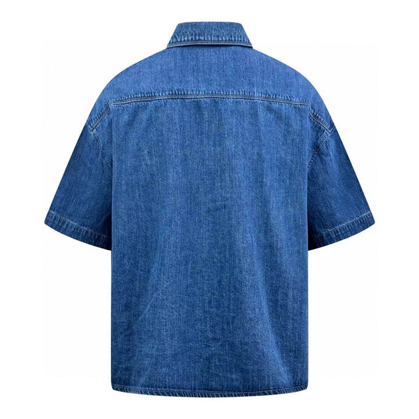 Loewe Short Sleeve Men Shirt in Blue Denim