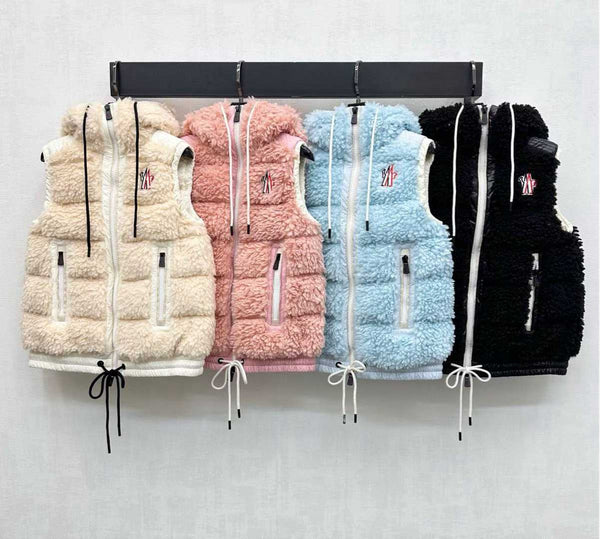 Moncle 25 Teddy Plush Down Vest in Black