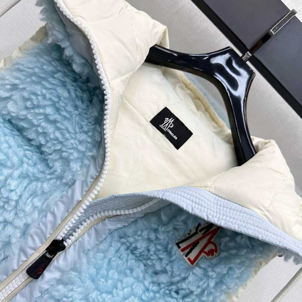 Moncle 25 Teddy Plush Down Vest in Blue