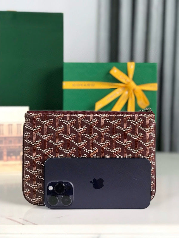 Goyard Burgurdy Goyardine Senat PM Cosmetic Bag