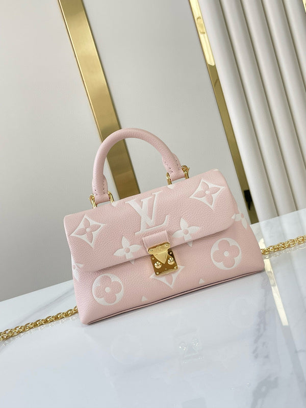 NANO MADELEINE 21 IN PINK EMBOSSED CALFSKIN GOLD HARDWARE