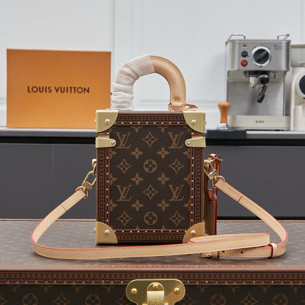 MINI BAULE RETTANGOLARE 17 IN TELA MONOGRAMMA MARRONE