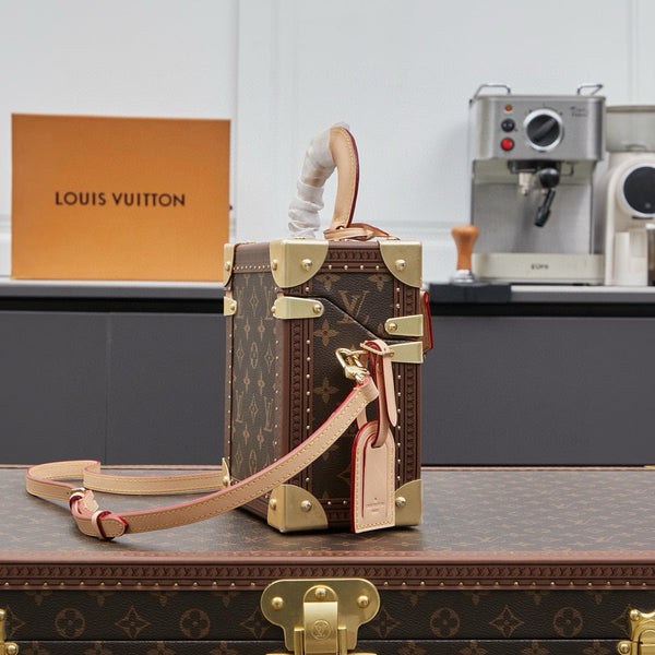 MINI BAULE RETTANGOLARE 17 IN TELA MONOGRAMMA MARRONE