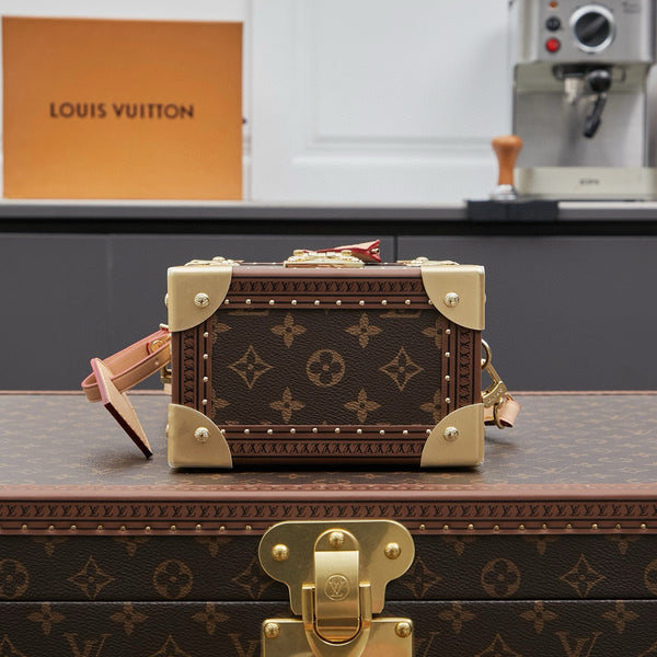 MINI BAULE RETTANGOLARE 17 IN TELA MONOGRAMMA MARRONE