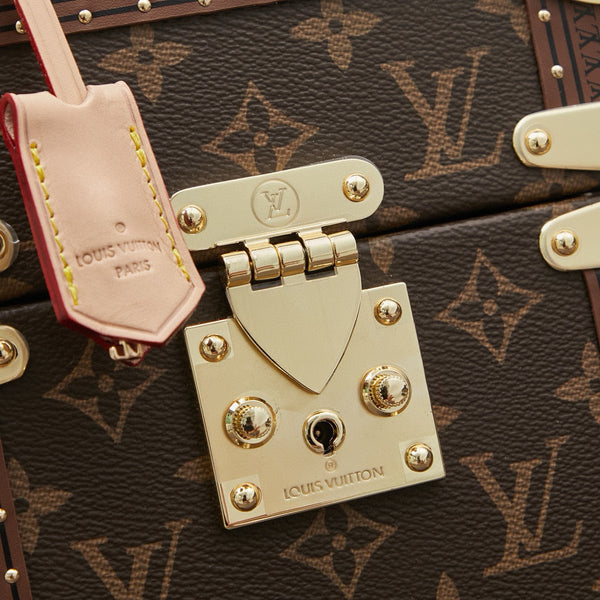 MINI BAULE RETTANGOLARE 17 IN TELA MONOGRAMMA MARRONE