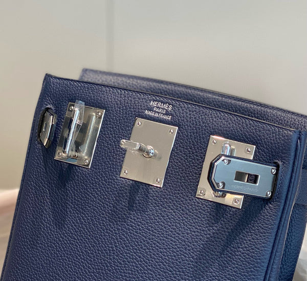 HM HAC A DOS PM 26CM NAVY BLUE TOGO LEATHER SILVER HARDWARE