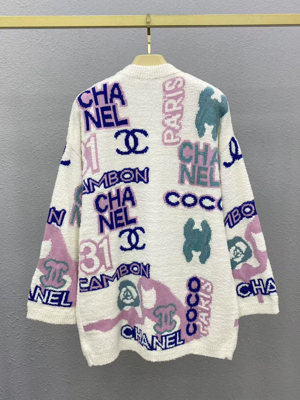 CC SS23 Cream Multicolor Logo Cardigan