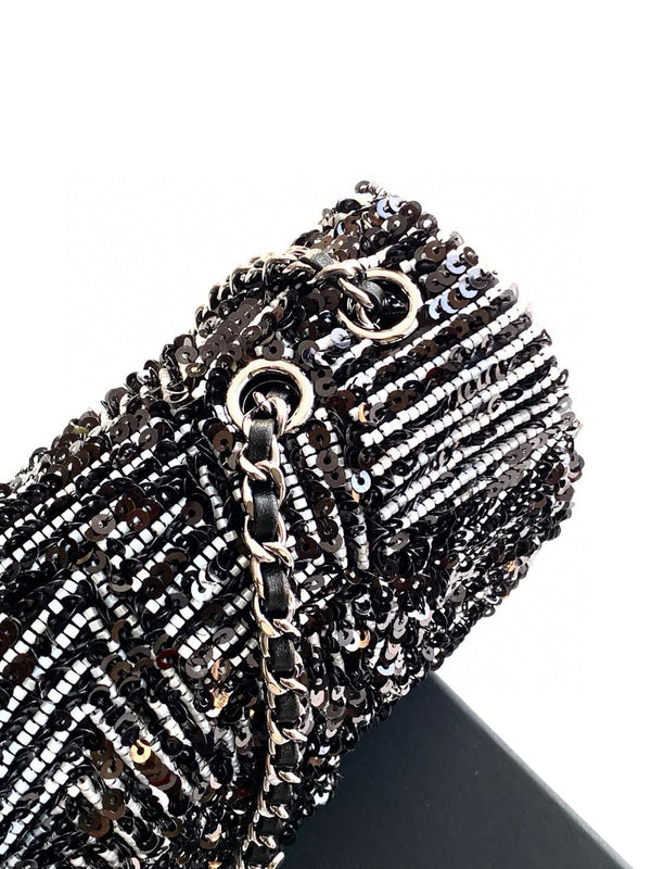 24K Flap Bag 20cm Sequin Black