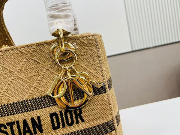 SMALL 24 LADY BAG IN TAN BROWN CANVAS