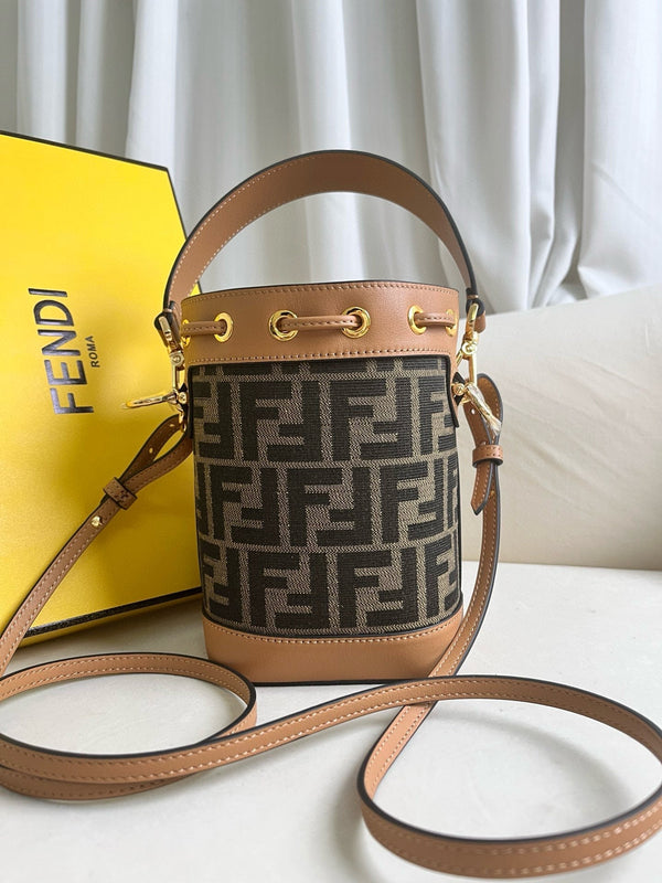 MON TRESOR 18 IN MONOGRAM BROWN CANVAS WITH FF MOTIF EMBROIDERED