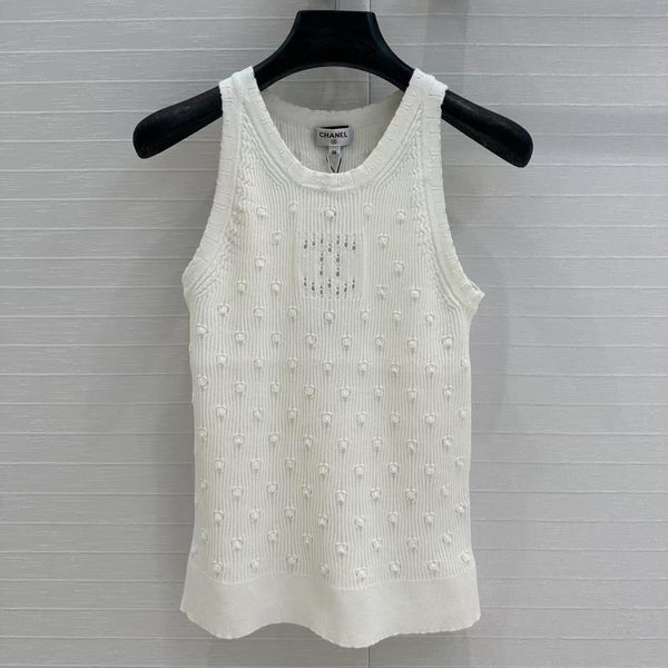 CC 25 White Knitted Tank Top