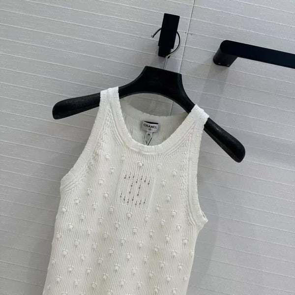 CC 25 White Knitted Tank Top