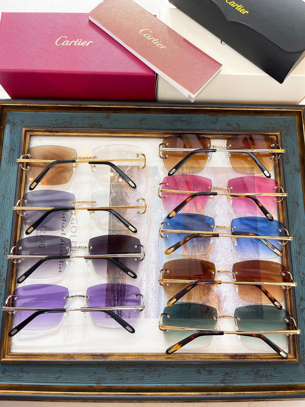 Cartier Sunglasses Rectangle Gold Frame