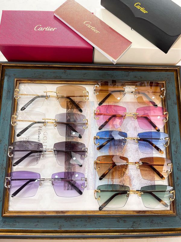 Cartier Sunglasses Rectangle Gold Frame