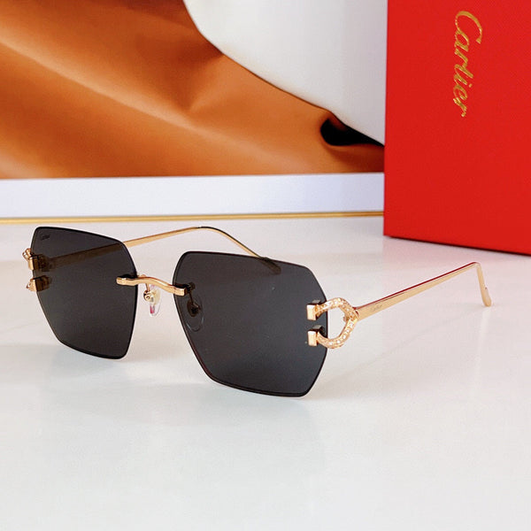 Cartier Sunglasses Rectangle Diamond Gold Frame