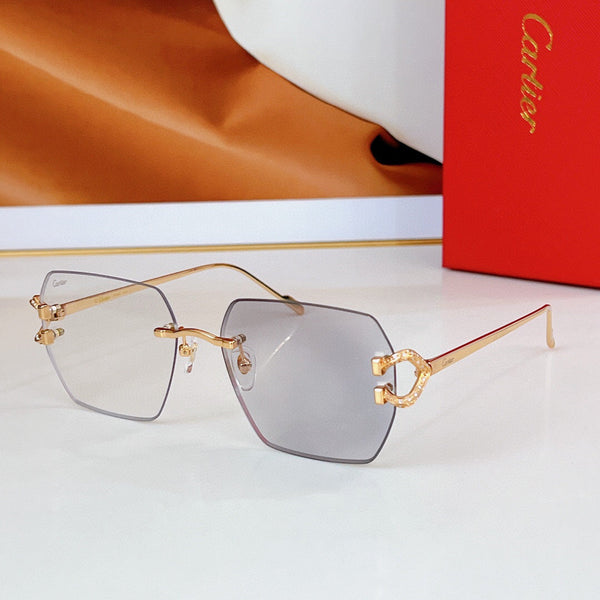 Cartier Sunglasses Rectangle Diamond Gold Frame