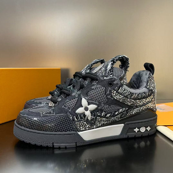 LV Skate Sneaker Black Swarovski Monogram Cowhide