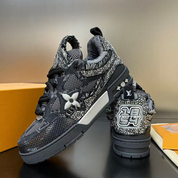 LV Skate Sneaker Black Swarovski Monogram Cowhide