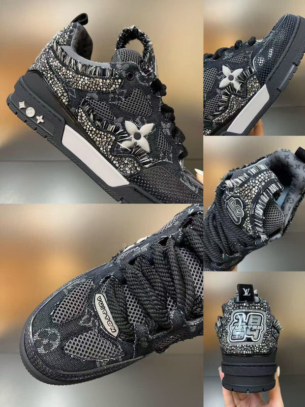 LV Skate Sneaker Black Swarovski Monogram Cowhide