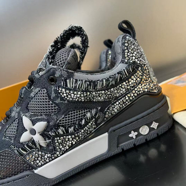 LV Skate Sneaker Black Swarovski Monogram Cowhide