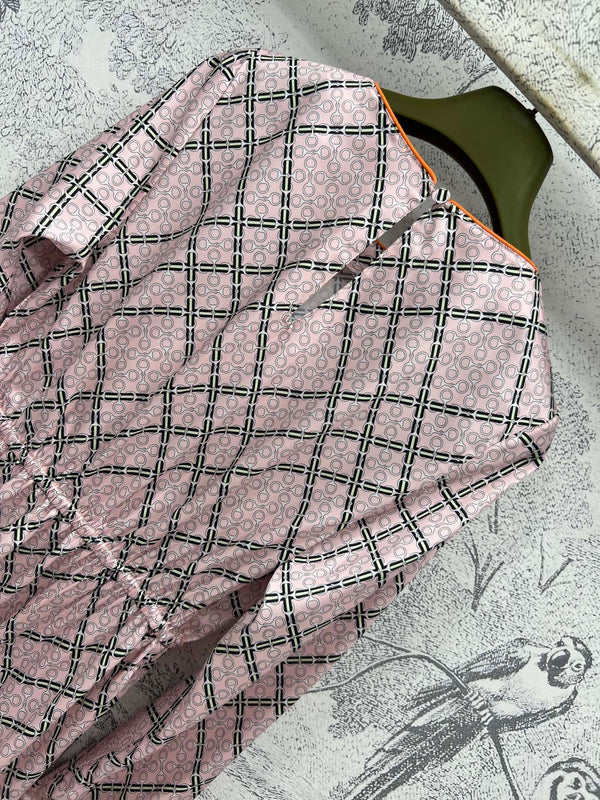 GG Printed Silk Dress Pink Ready To Wear