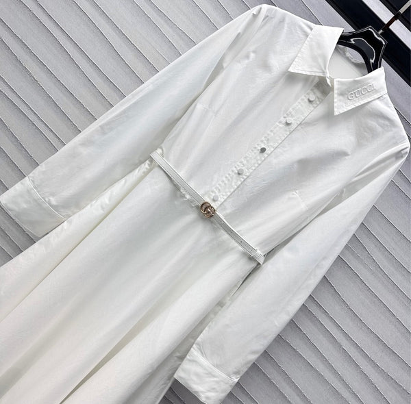 Abito midi Gucci in popeline di cotone bianco
