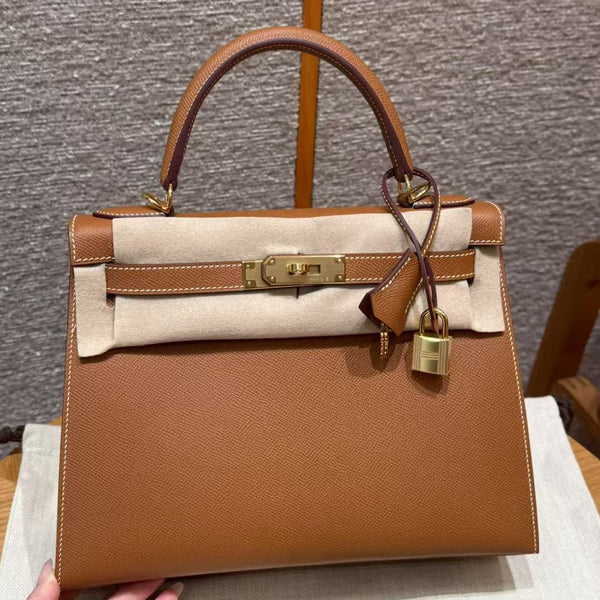 HM Kelly 32cm Bag Gold Epsom Gold Hardware