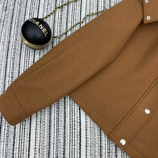 Triomphe Embroidered Hooded Jacket In Tan Cotton