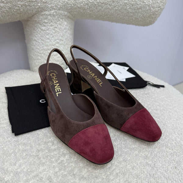 CC 25A Slingback Chocolate Dark Red Suede