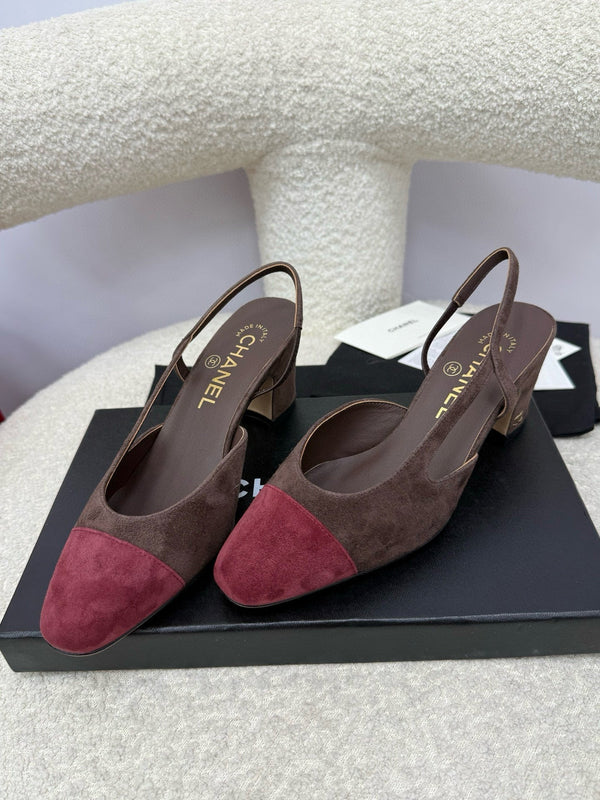 CC 25A Slingback Chocolate Dark Red Suede