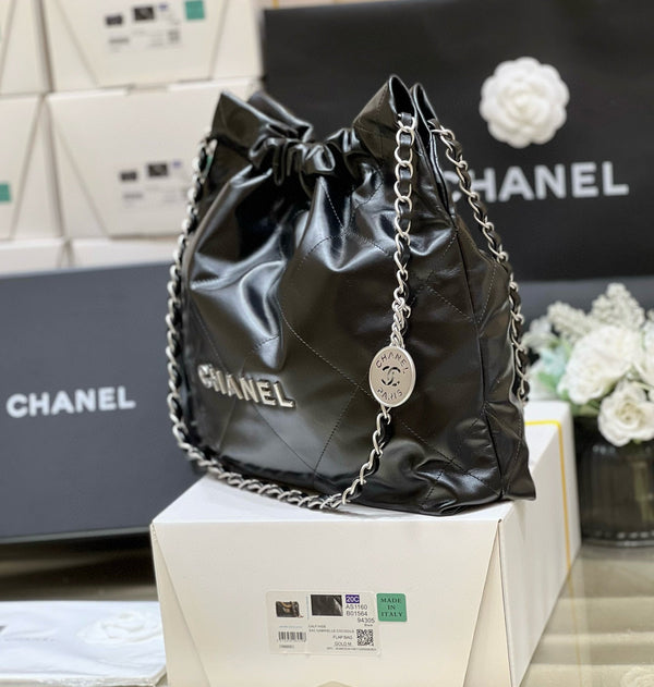 CC HOBO BAG 22 NERO PELLE DI AGNELLO FERRAMENTA ARGENTO VERSIONE MIGLIORE