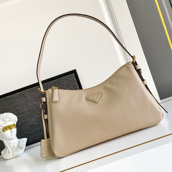 Prada Aimee Underarm Bag 31cm beige Calfskin