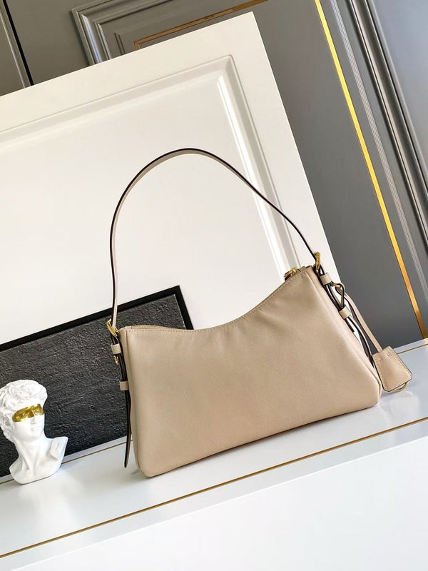 Prada Aimee Underarm Bag 31cm beige Calfskin
