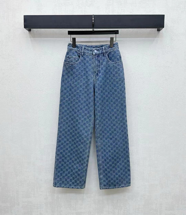 Gucci Monogram Pant Blue Cotton