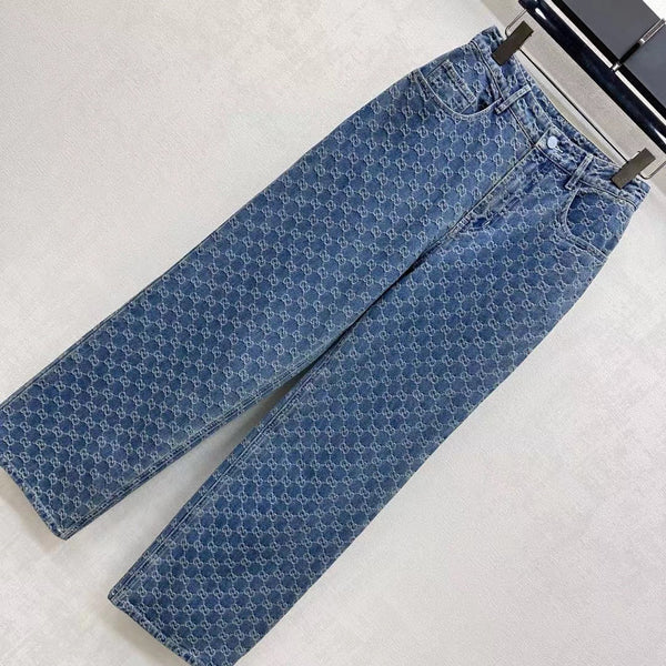 Gucci Monogram Pant Blue Cotton