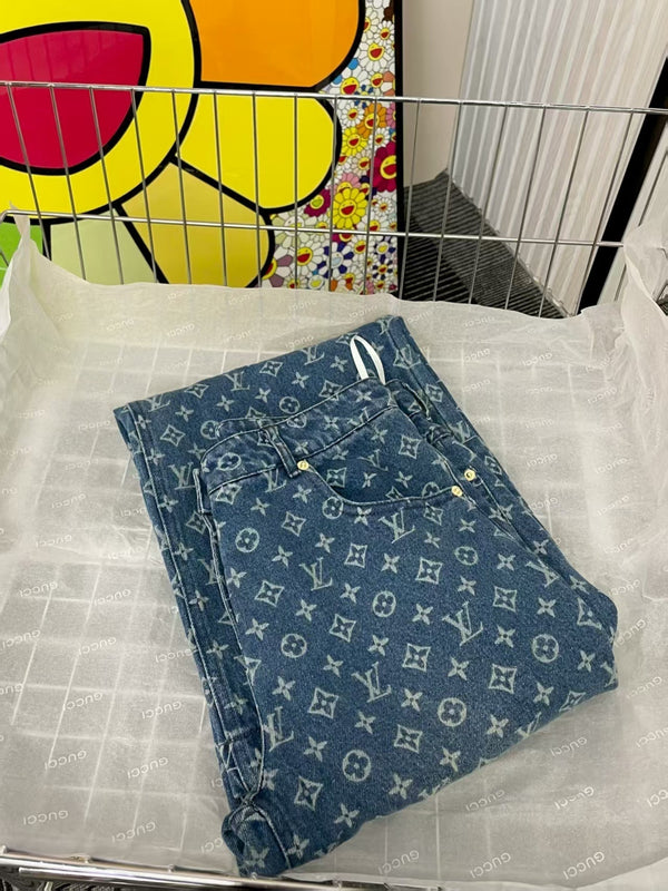 LV Monogram Blue Denim Pants