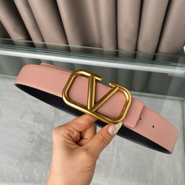 VL BELT 40MM GOLD BUCKLE & REVERSIBLE BLACK PINK LEATHER
