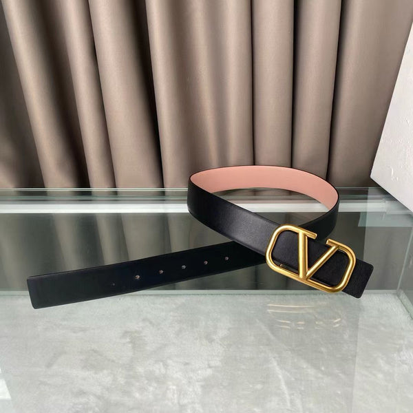 VL BELT 40MM GOLD BUCKLE & REVERSIBLE BLACK PINK LEATHER