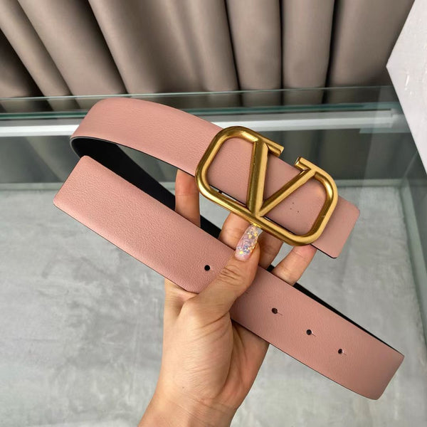 VL BELT 40MM GOLD BUCKLE & REVERSIBLE BLACK PINK LEATHER