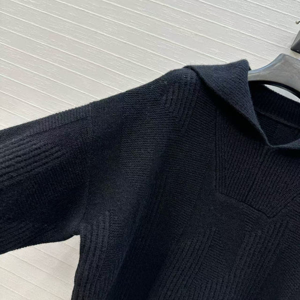 HM 25 Black Cashmere Jacquard Sweater 02657