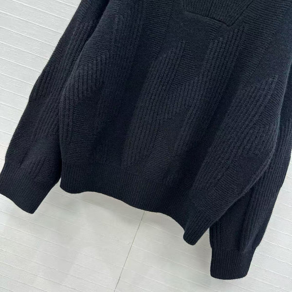 HM 25 Black Cashmere Jacquard Sweater 02657
