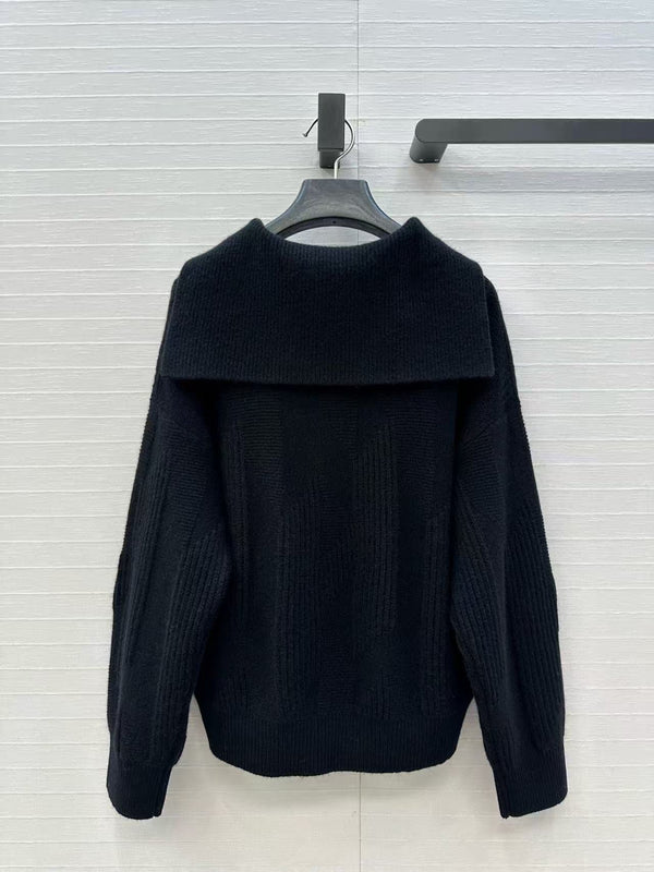 HM 25 Black Cashmere Jacquard Sweater 02657