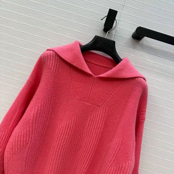 HM 25 Rose Pink Cashmere Jacquard Sweater 02658