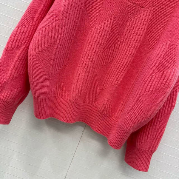 HM 25 Rose Pink Cashmere Jacquard Sweater 02658