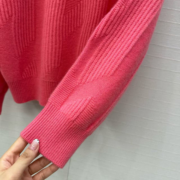 HM 25 Rose Pink Cashmere Jacquard Sweater 02658