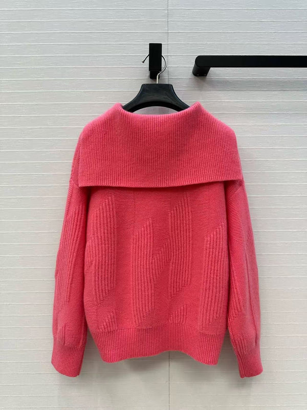 HM 25 Rose Pink Cashmere Jacquard Sweater 02658