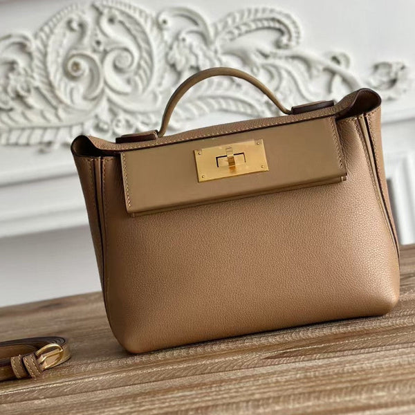 Hermes Mini 24 24 Bag Beige Gold Leather