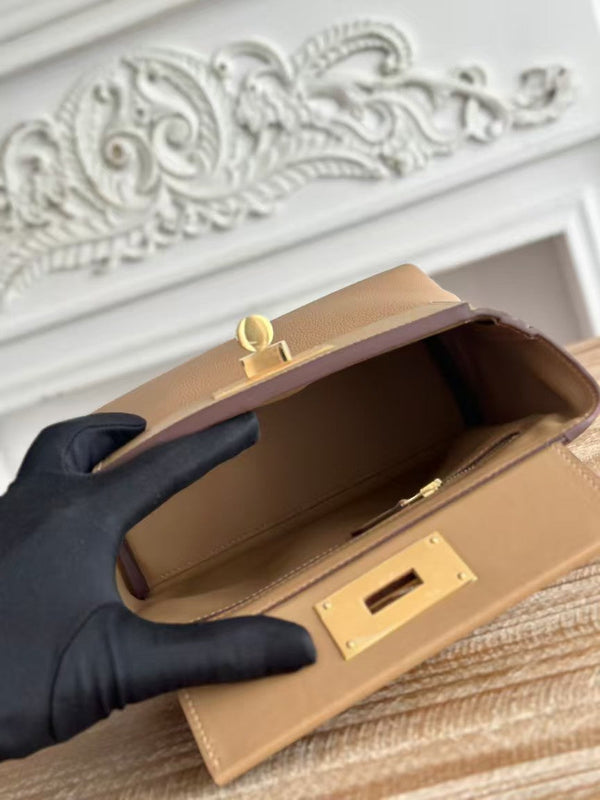 Hermes Mini 24 24 Bag Beige Gold Leather