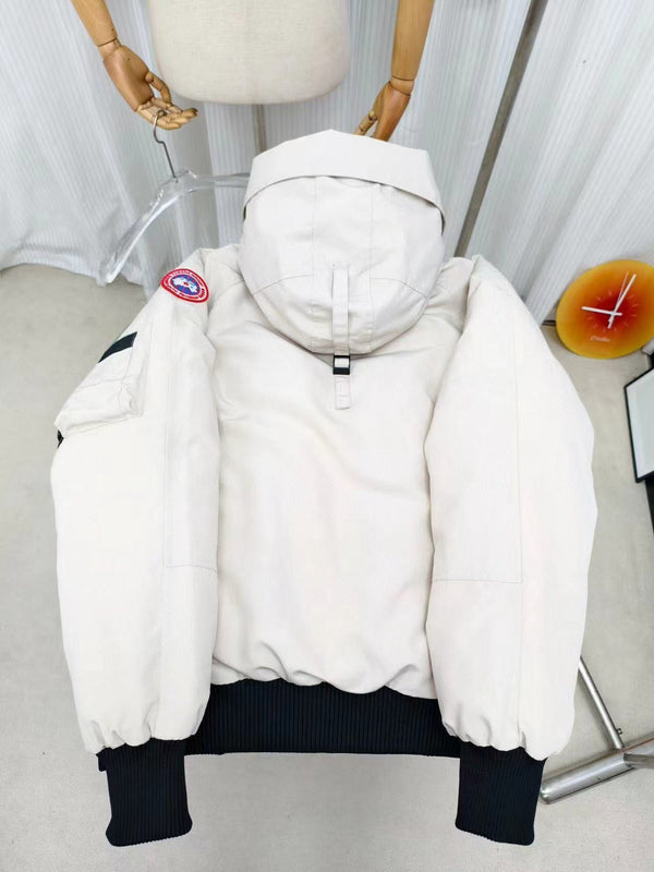 C. Goose Bomber Jacket White Polyester 0009
