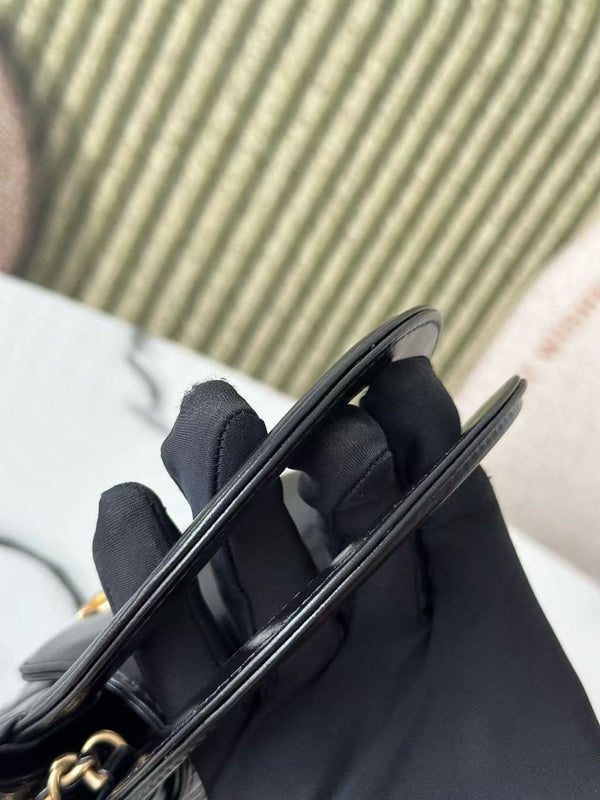 cc 24a nano 19cm kelly shopper bag black lambskin light gold hardware